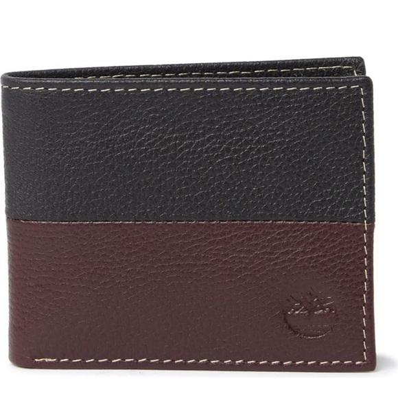 NWT Timberland Sport Contrasting Leather Wallet Black/Brown - Picture 1 of 8